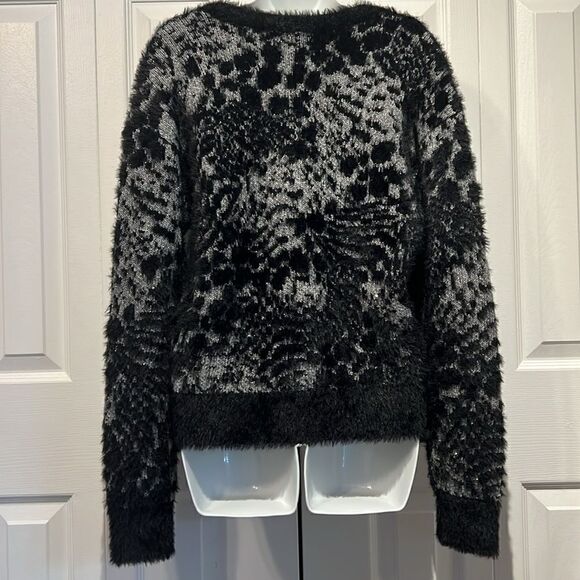 7 For All Mankind Black/Grey Jacquard Knit V-Neck Sweater Size XS - Picture 7 of 12